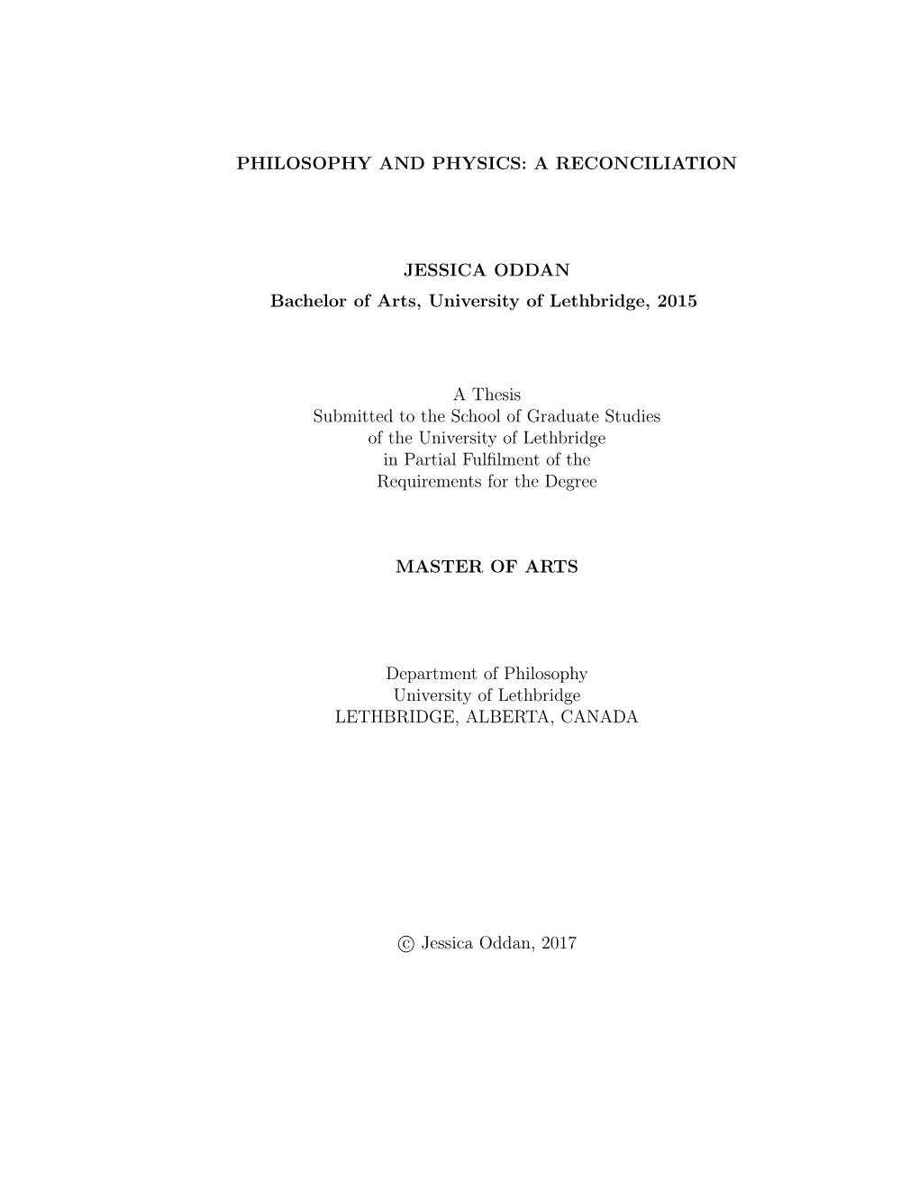 Philosophy and Physics: a Reconciliation