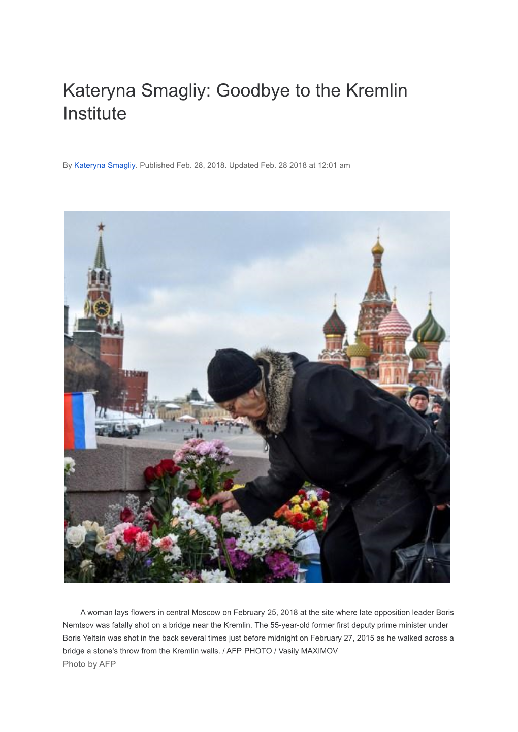 Kateryna Smagliy: Goodbye to the Kremlin Institute