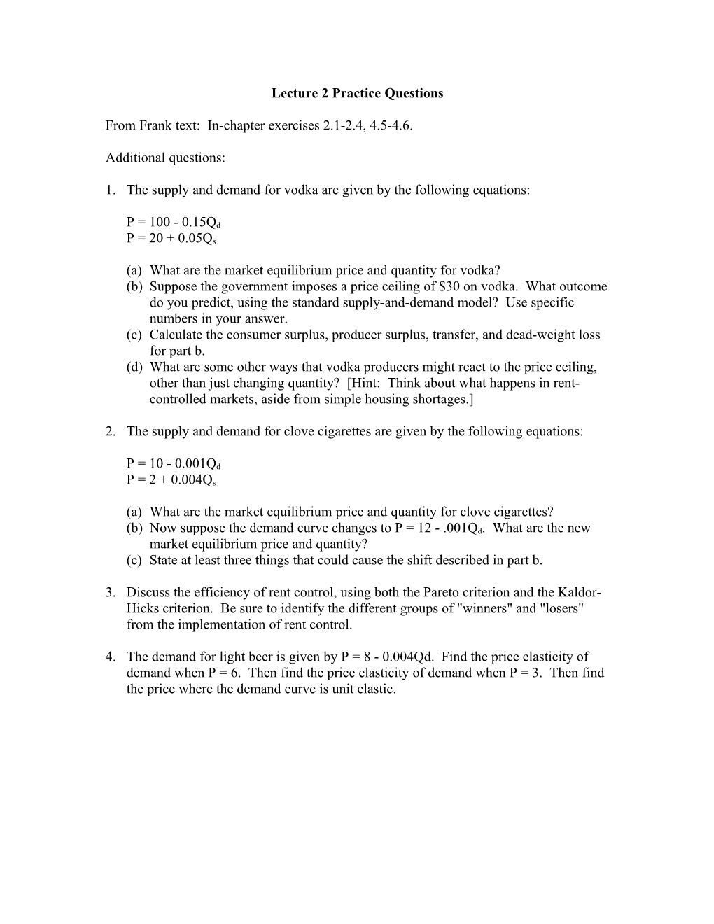 Lecture 1 Practice Questions