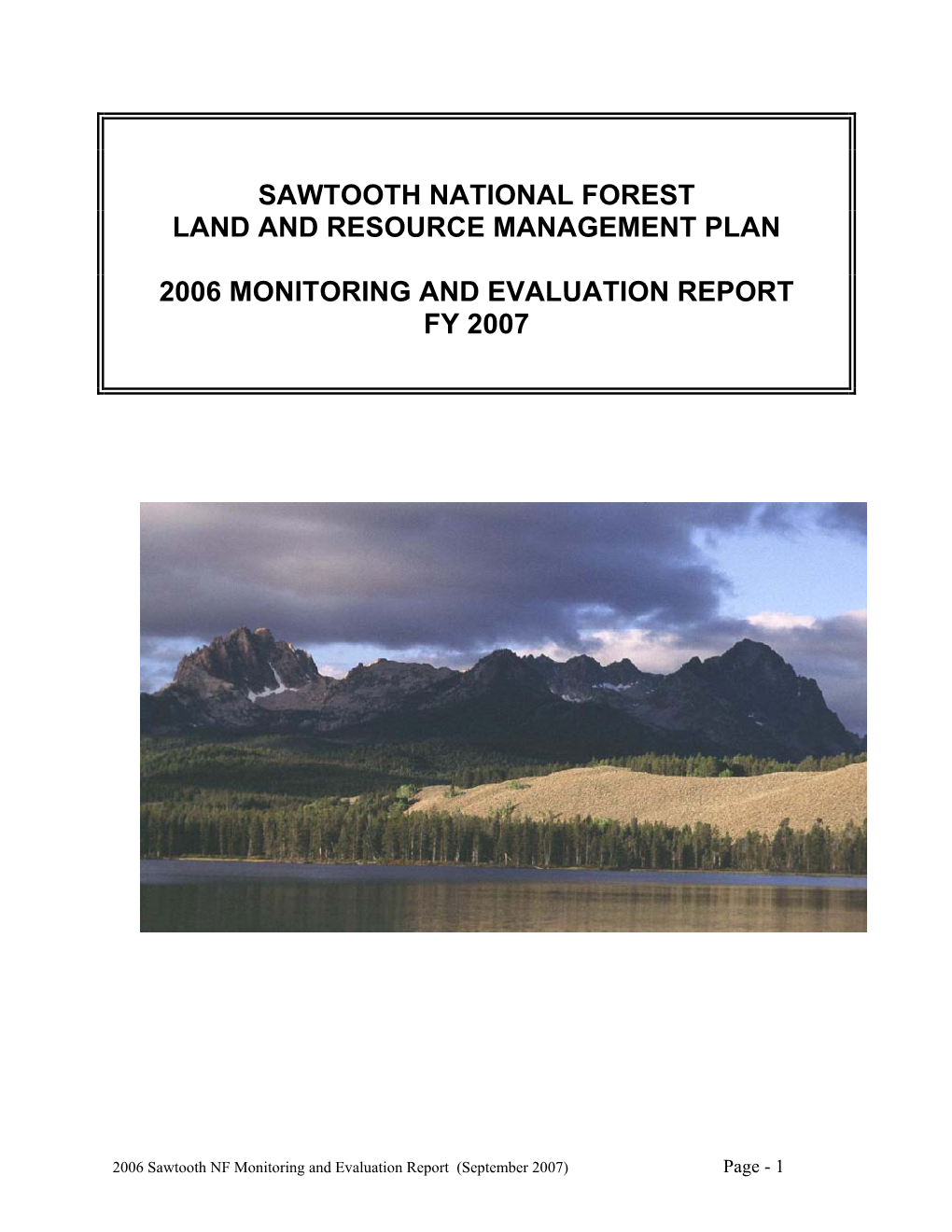 Sawtooth National Forest Land and Resource Management Plan
