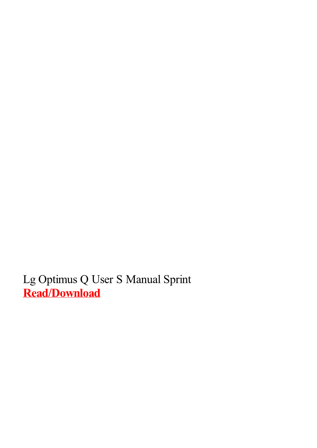 Lg Optimus Q User S Manual Sprint
