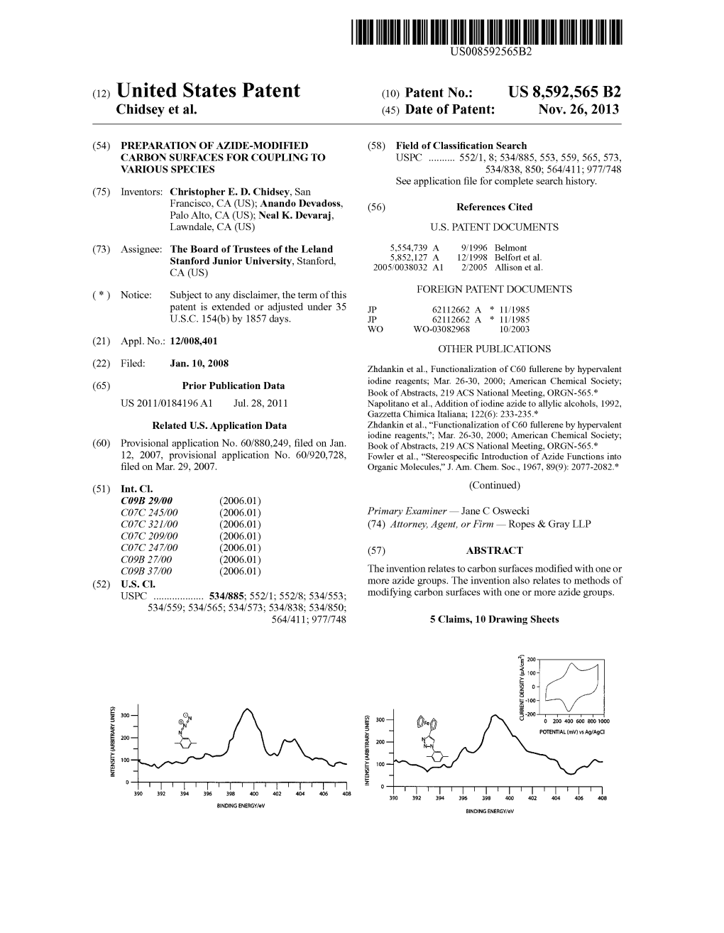 (12) United States Patent (10) Patent No.: US 8,592,565 B2 Chidsey Et Al