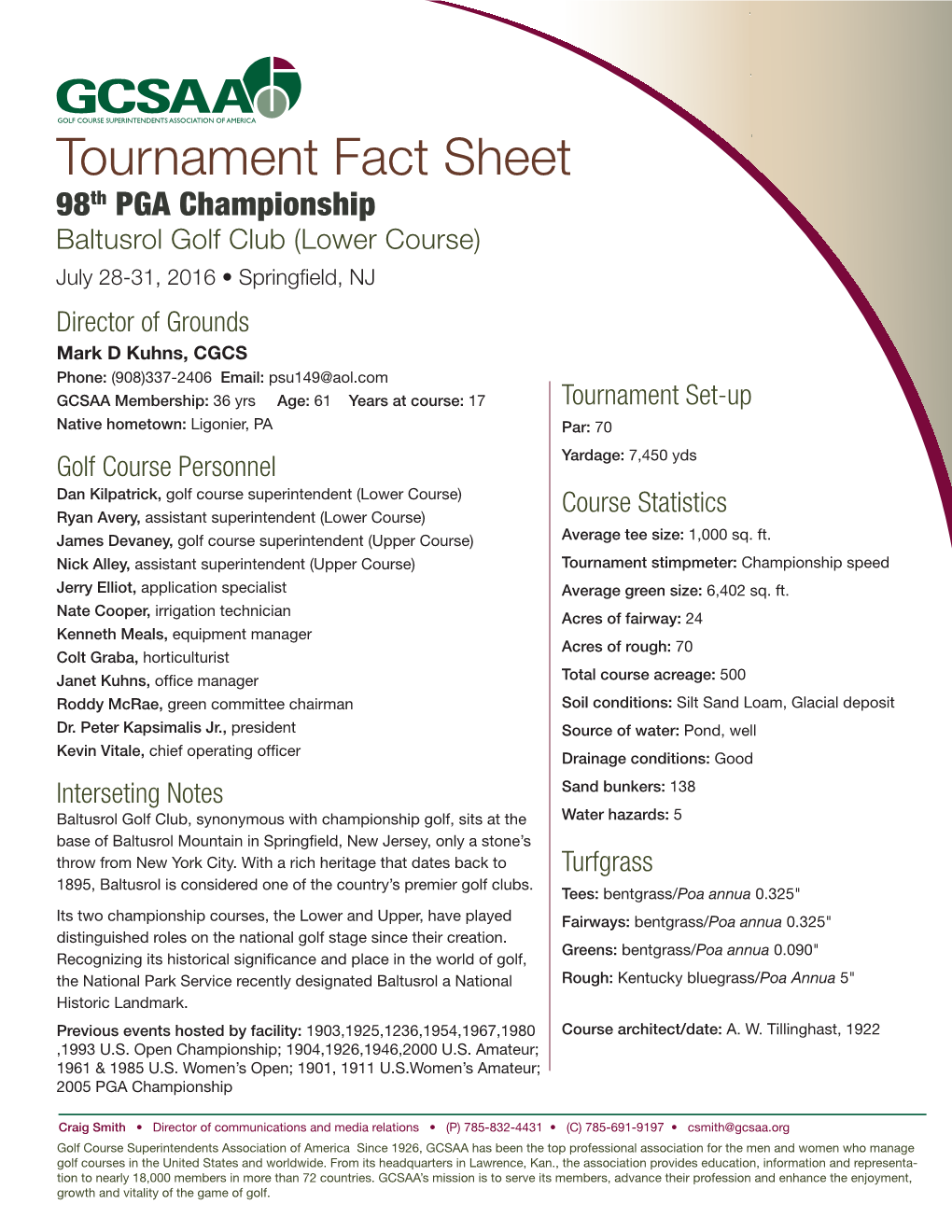 Tournament Fact Sheet