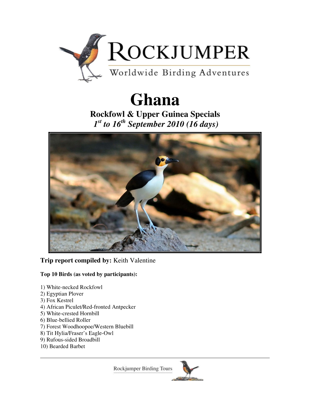 Ghana Rockfowl & Upper Guinea Specials 1St to 16 Th September 2010 (16 Days)