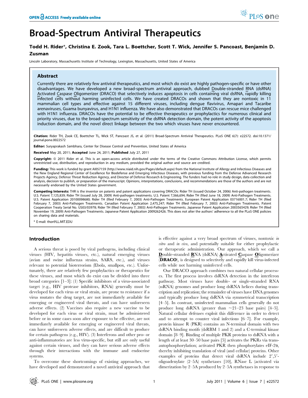 Broad-Spectrum Antiviral Therapeutics