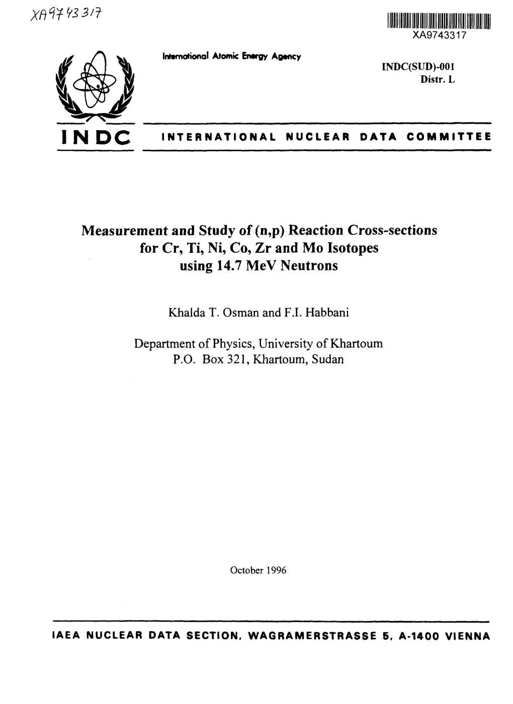 (N,P) Reaction Cross-Sections for Cr, Ti, Ni, Co, Zr and Mo Isotopes Using 14.7 Mev Neutrons