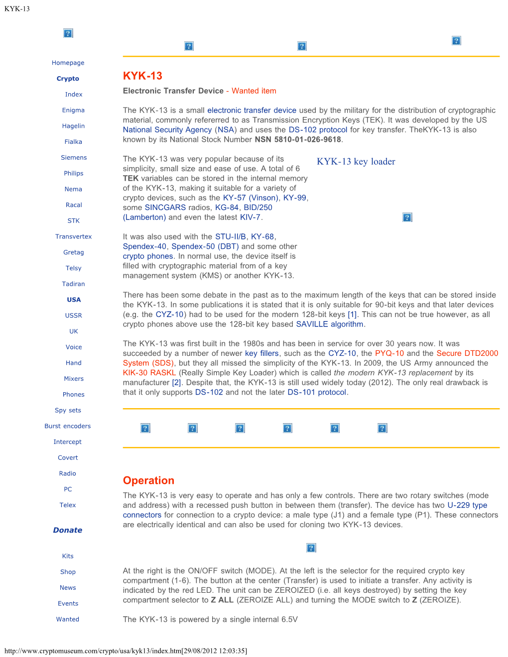 KYK-13 Operation