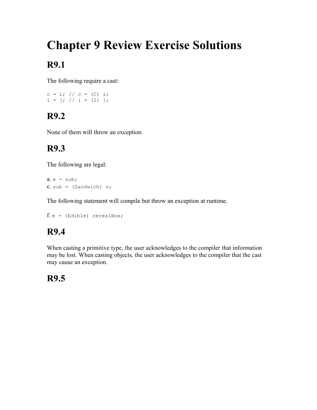 Chapter 9 Review Exercise Solutions