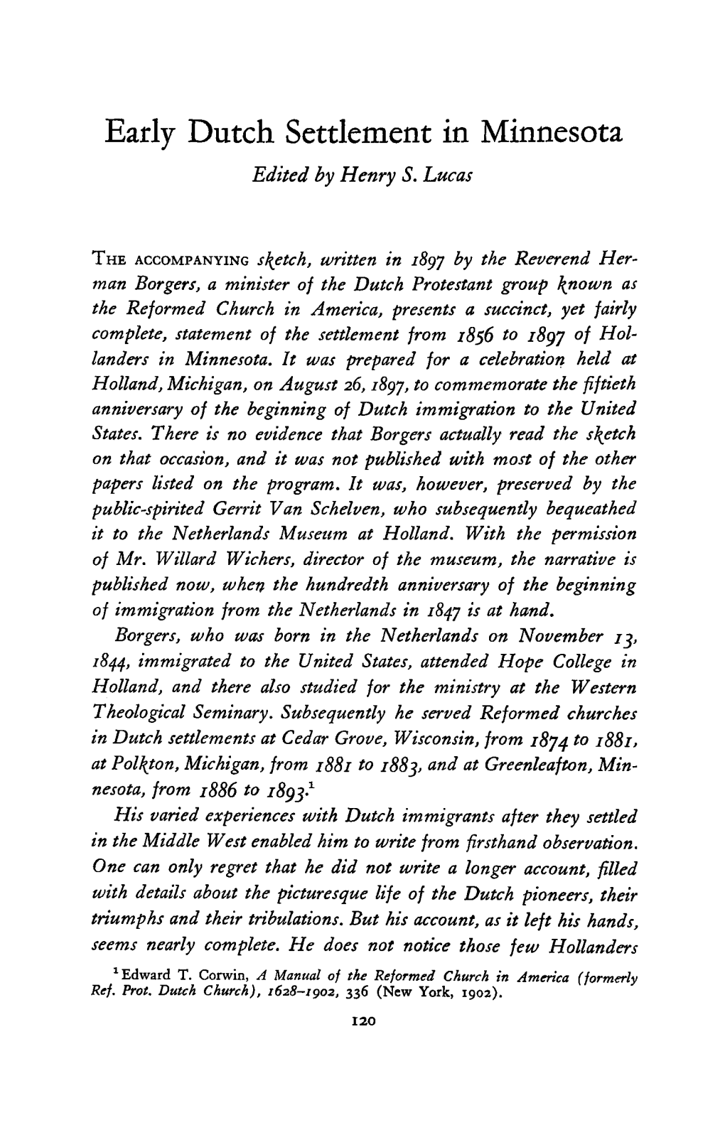 The Hollanders in Minnesota, 1856-97