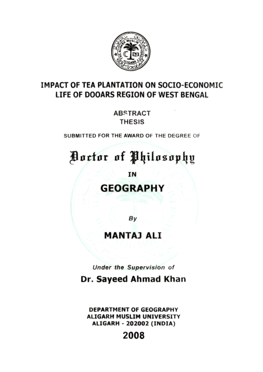 Geography Mantaj Ali 2008