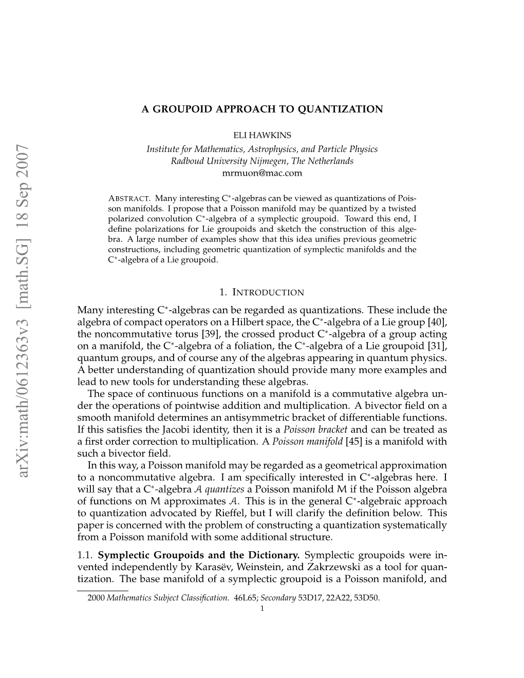 Arxiv:Math/0612363V3