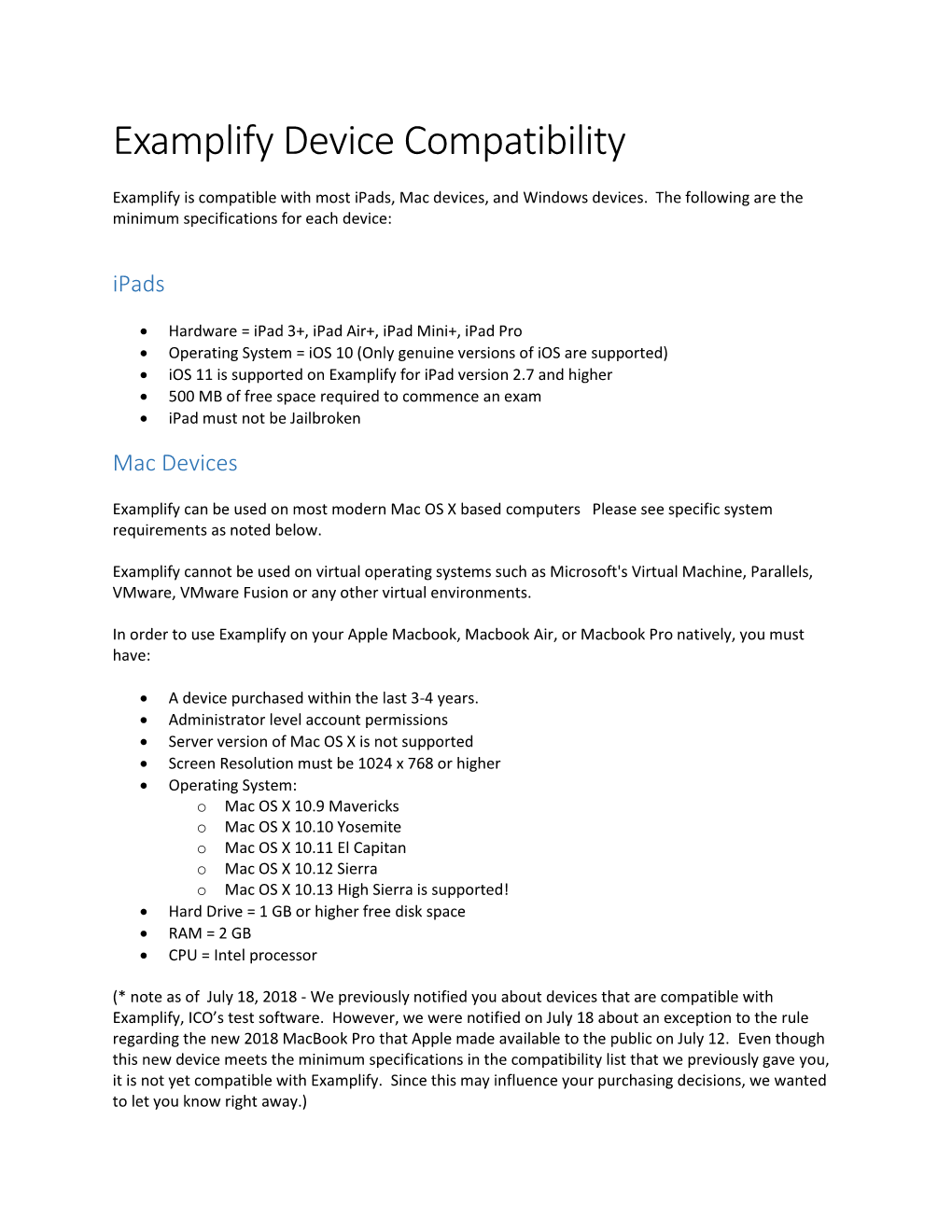 Examplify Device Compatibility