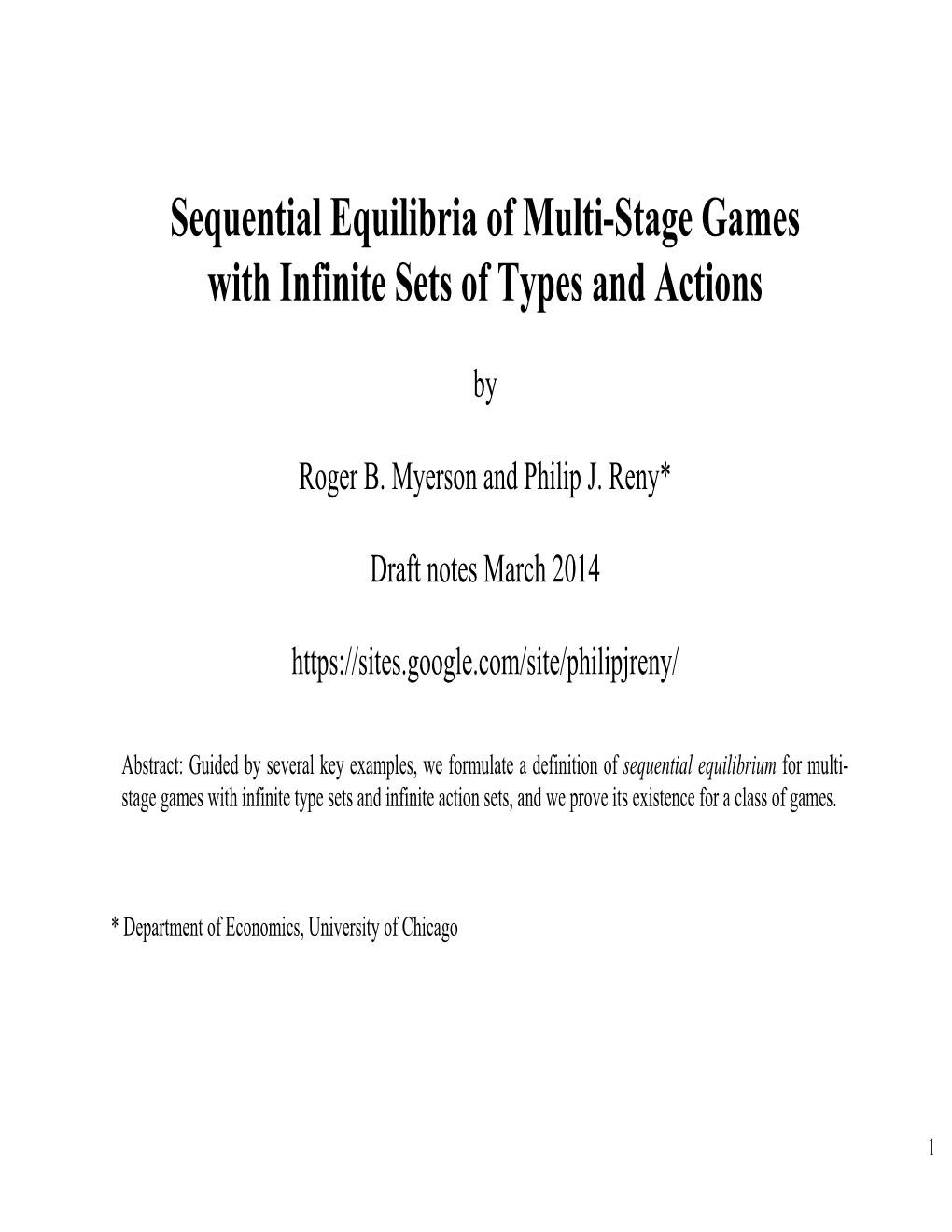 Sequential Equilibria of Multi-Stage Games with Infinite Sets of Types and Actions