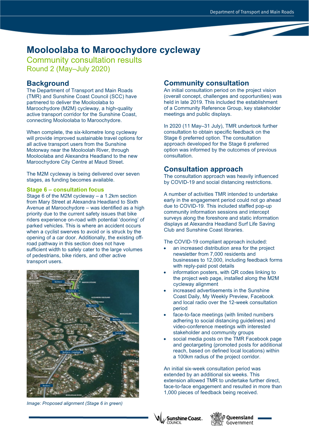 Mooloolaba to Maroochydore Cycleway Community Consultation Results Round 2 (May–July 2020)