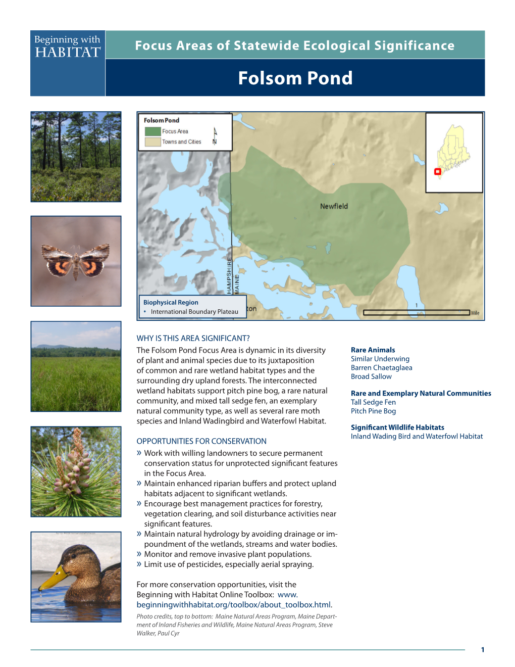 Folsom Pond Beginning with Focus Areas of Statewide Ecological Significance Habitat Folsom Pond