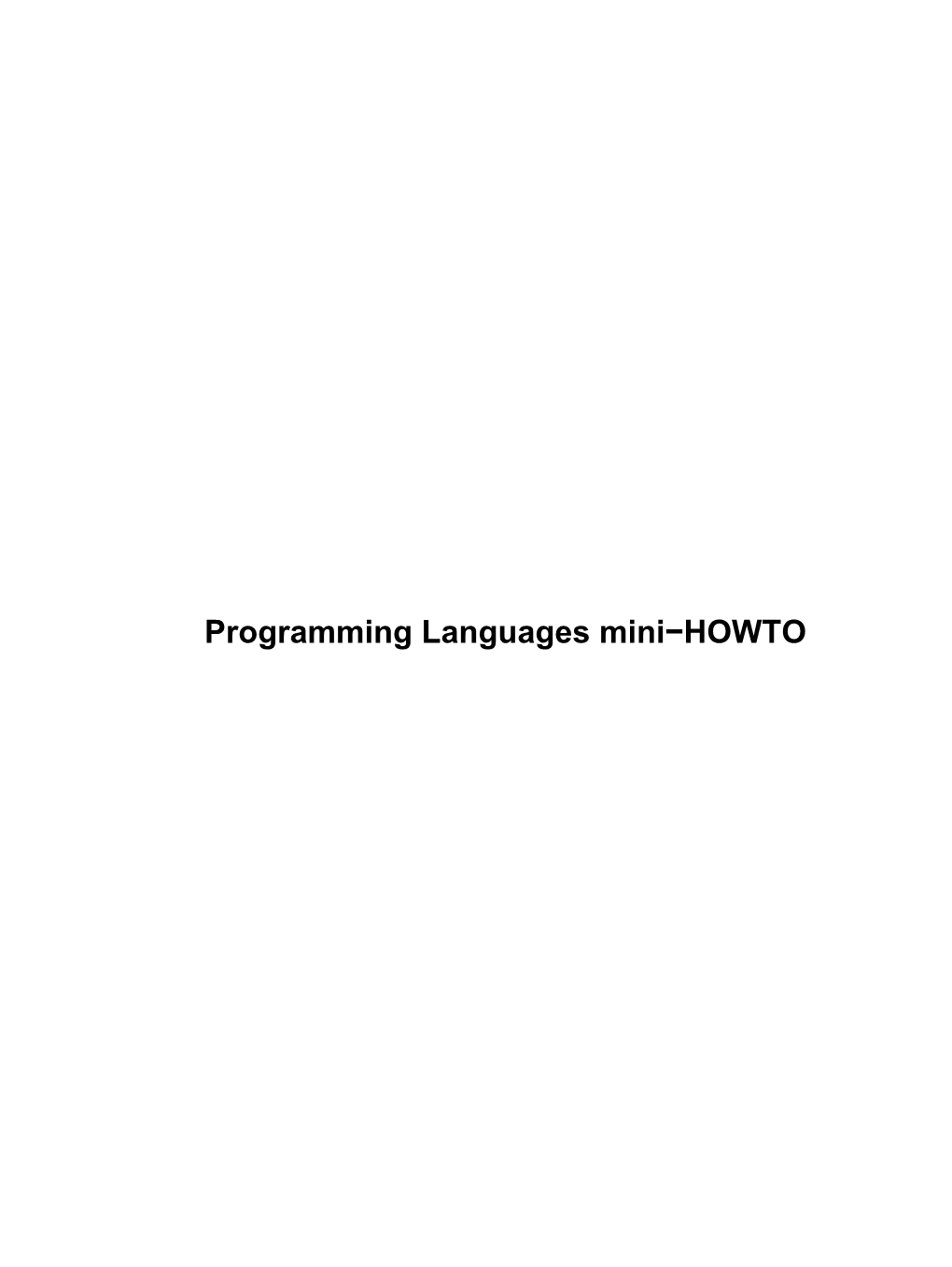 Programming Languages Mini-HOWTO