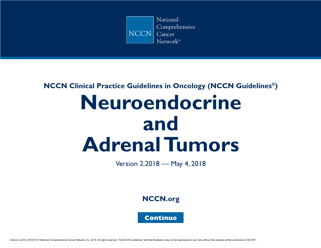 NCCN Guidelines®) Neuroendocrine and Adrenal Tumors Version 2.2018 — May 4, 2018