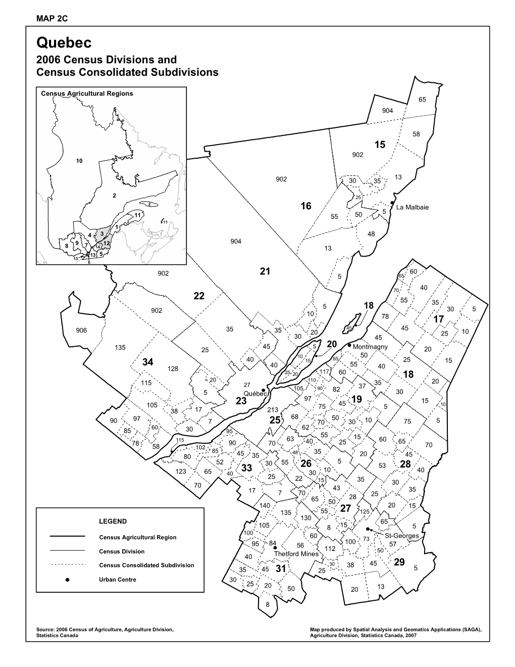 Quebec 2006 Census Divisions and Census Consolidated Subdivisions