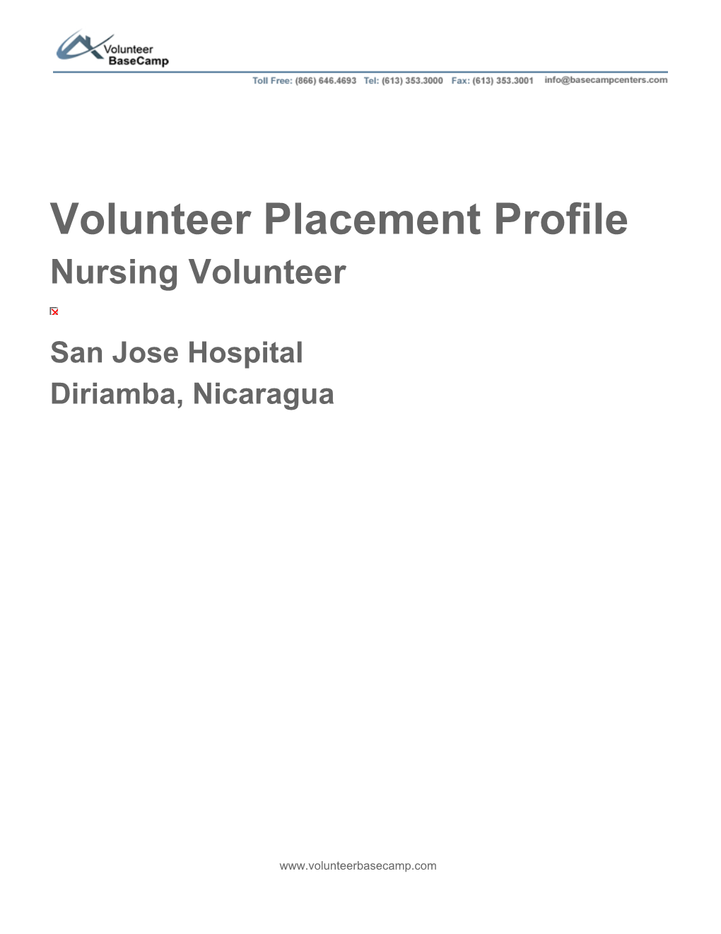 Volunteer Placement Profile Nursing Volunteer