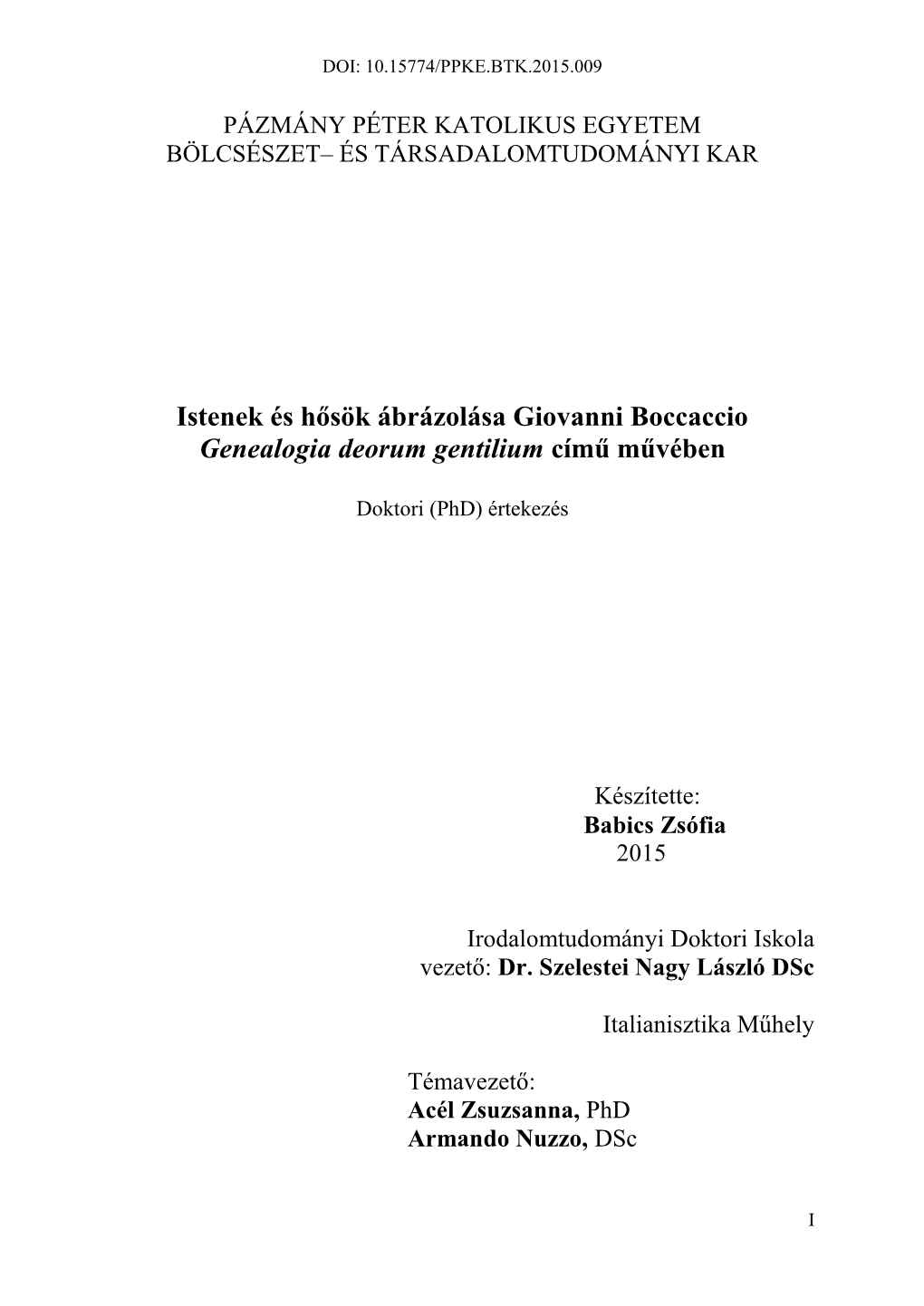 Istenek És Hősök Ábrázolása Giovanni Boccaccio Genealogia Deorum Gentilium Című Művében