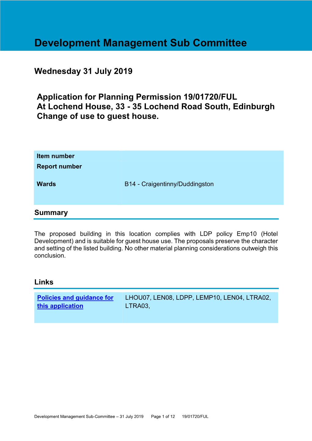 35 Lochend Road South, Edinburgh Change of Use to Guest House