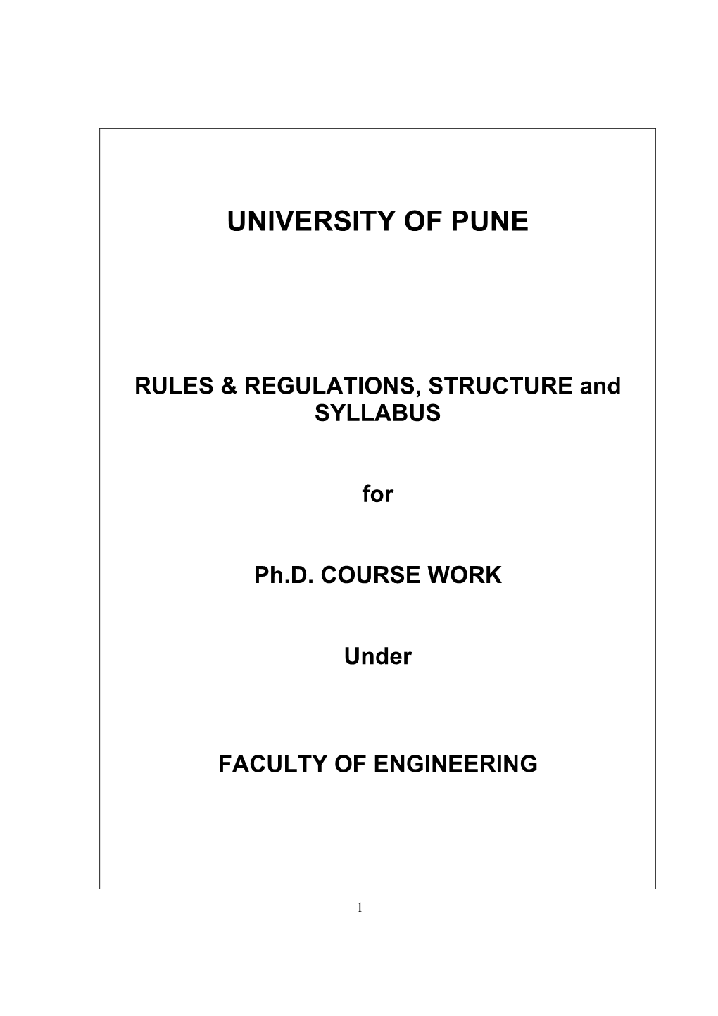 Ph.D. Course Work Under Faculty of Engineering