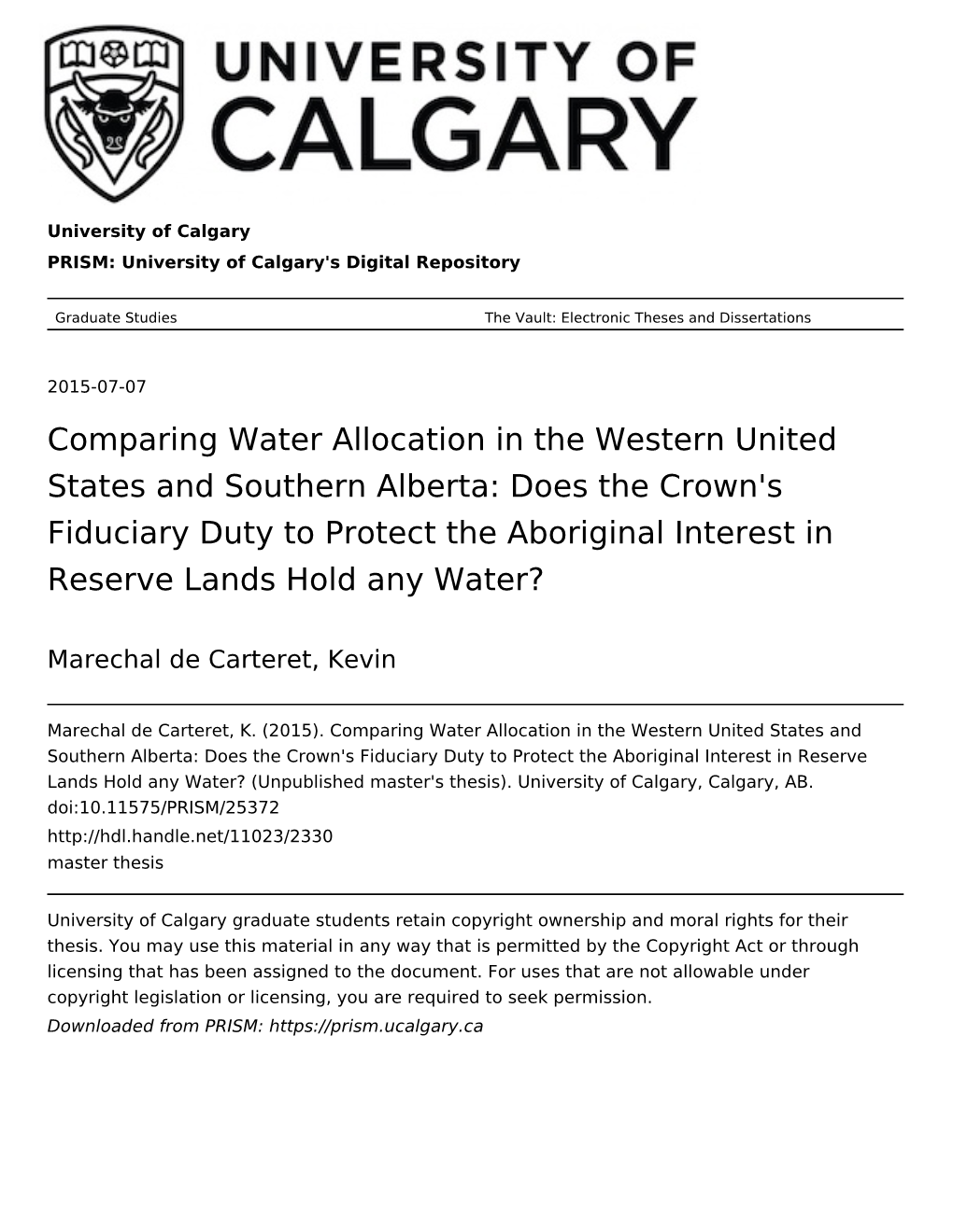 Comparing Water Allocation in The