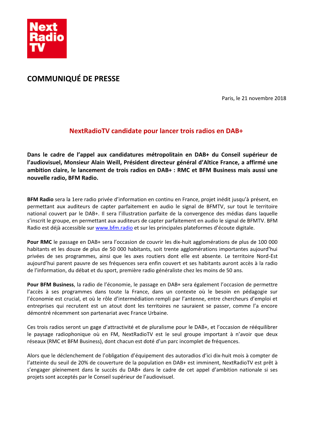 Communiqué De Presse