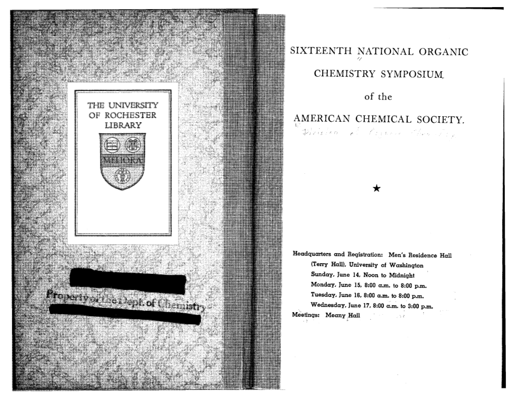 SIXTEENTH NATIONAL ORGANIC CHEMISTRY SYMPOSIUM" of The