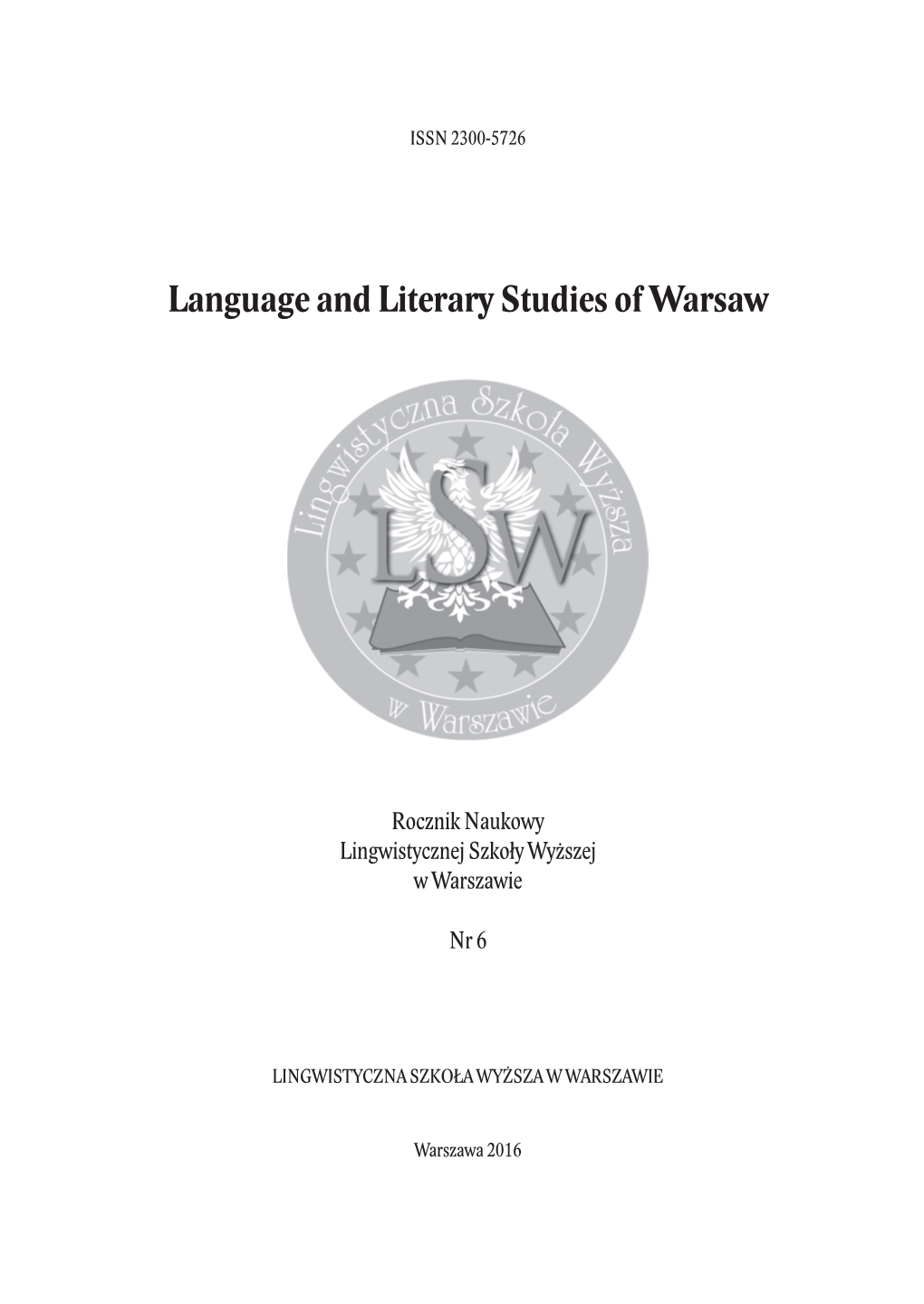 Language and Literary Studies of Warsaw