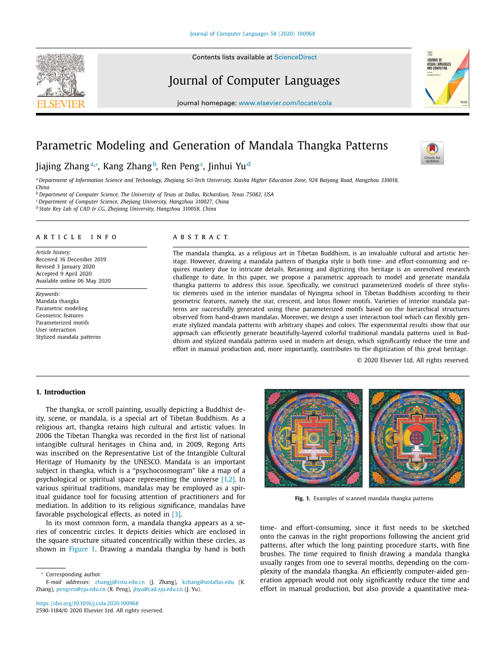 Parametric Modeling and Generation of Mandala Thangka Patterns