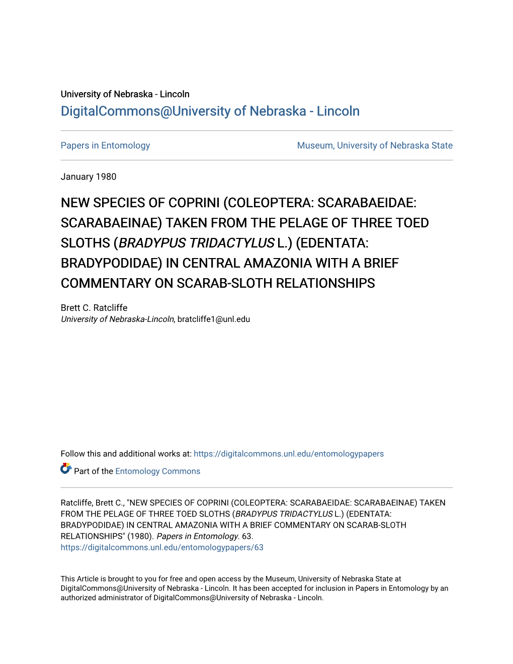 New Species of Coprini (Coleoptera: Scarabaeidae