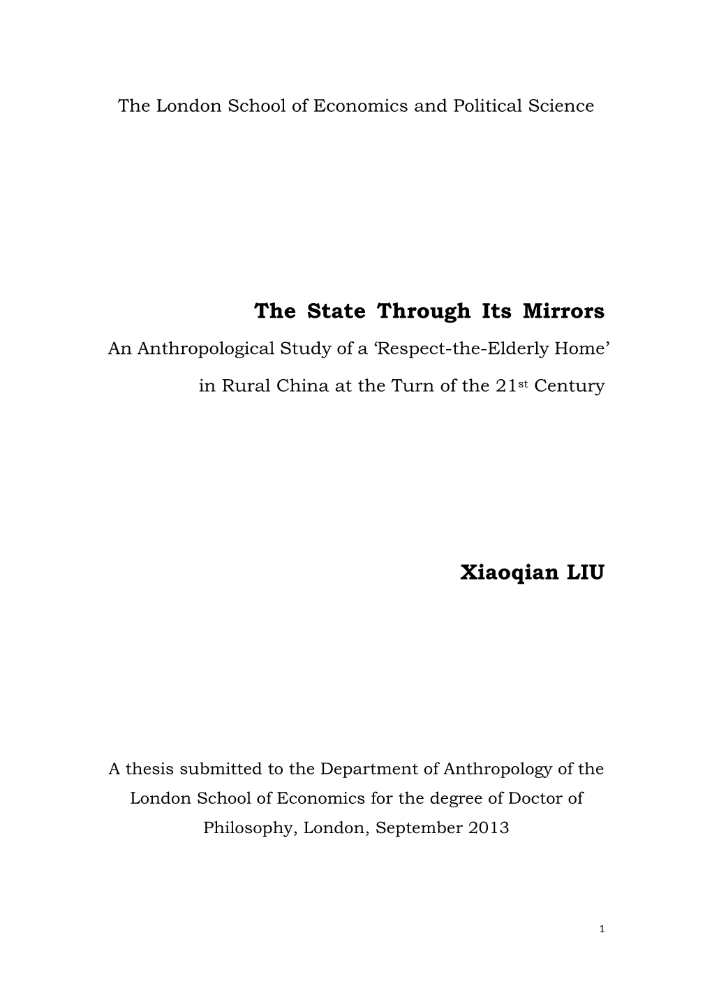 The State Through Its Mirrors Xiaoqian