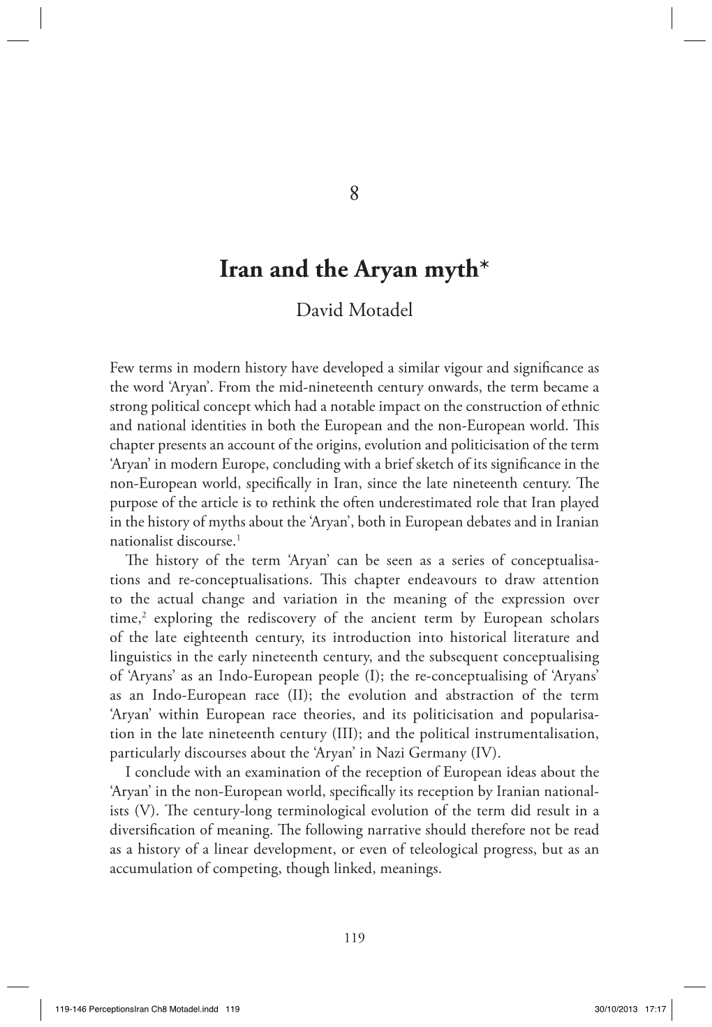 Iran and the Aryan Myth* David Motadel