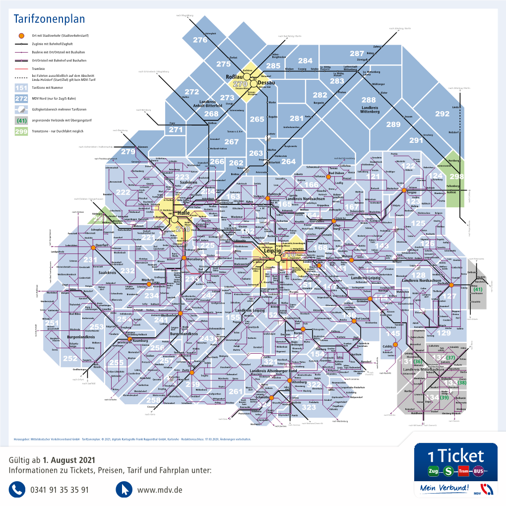 Tarifzonenplan Nach Magdeburg Nach Jüterbog / Berlin