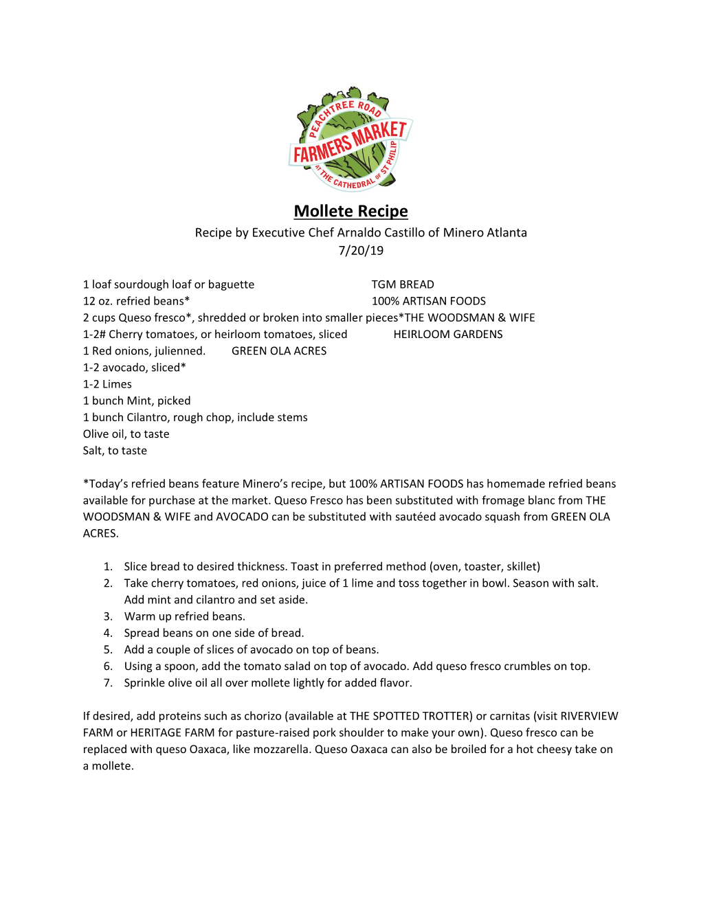 Mollete Recipe Recipe by Executive Chef Arnaldo Castillo of Minero Atlanta 7/20/19