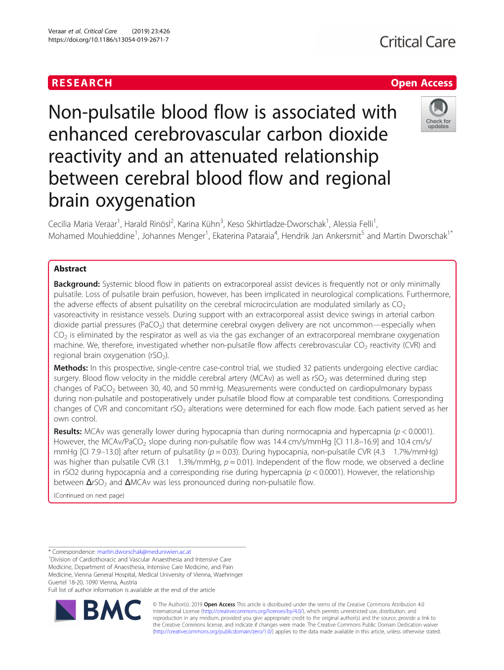 Non-Pulsatile Blood Flow Is Associated With