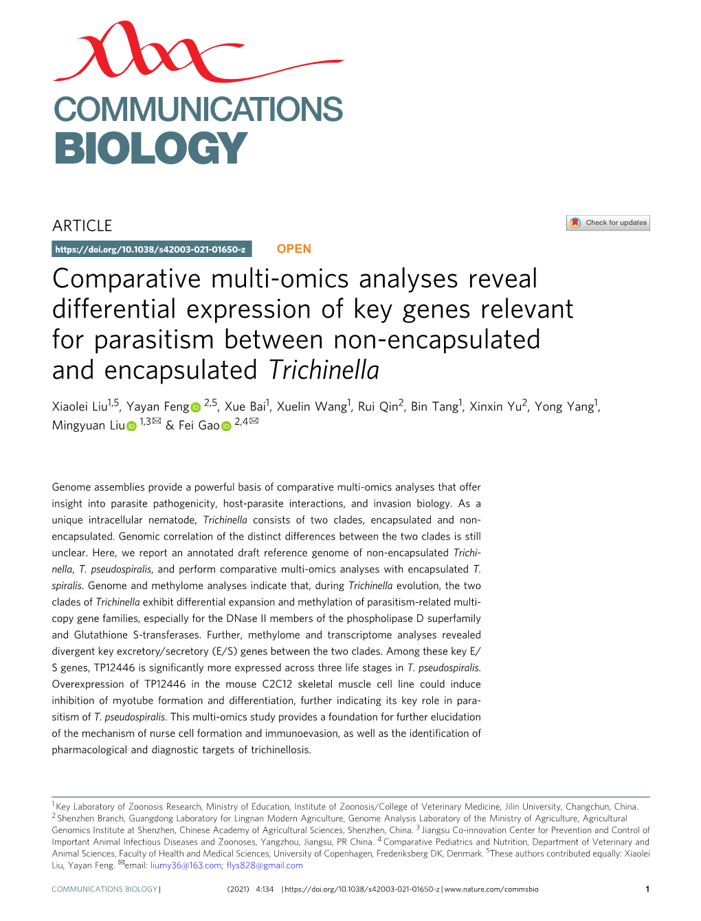 Comparative Multi-Omics Analyses Reveal Differential Expression of Key