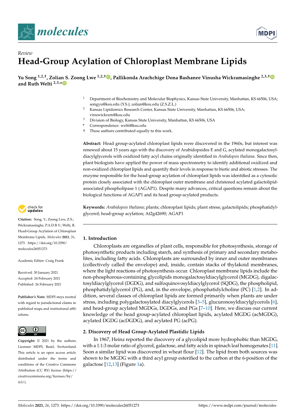 Head-Group Acylation of Chloroplast Membrane Lipids