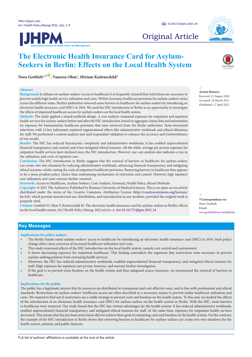 The Electronic Health Insurance Card for Asylum- Seekers in Berlin: Effects on the Local Health System