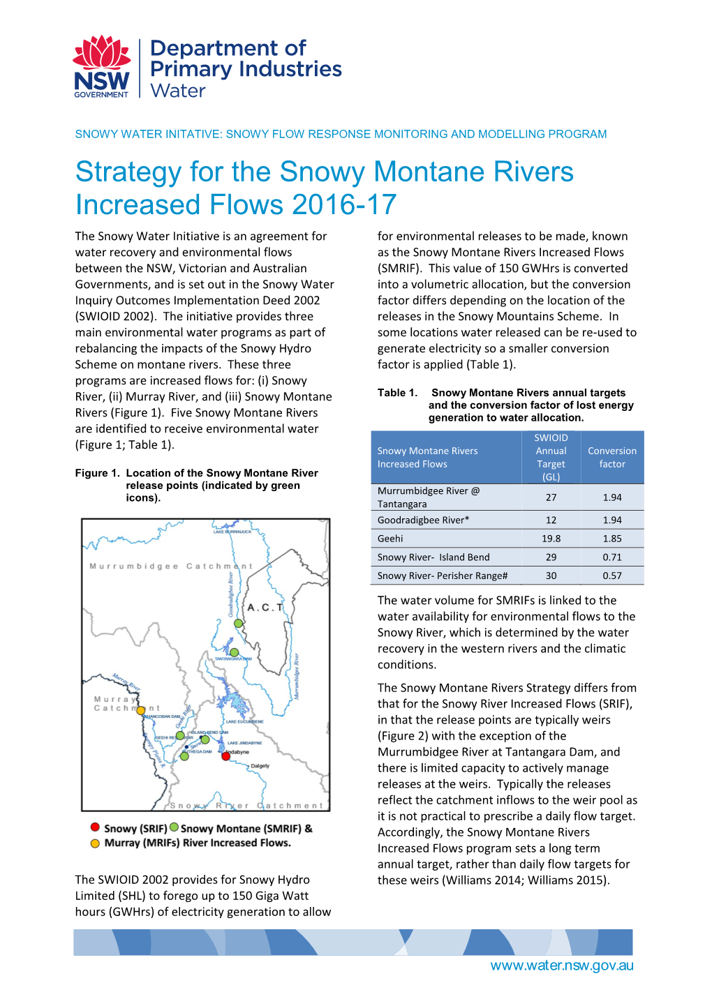 Flows to the Snowy River, Which Is Determined by the Water Recovery in the Western Rivers and the Climatic Conditions