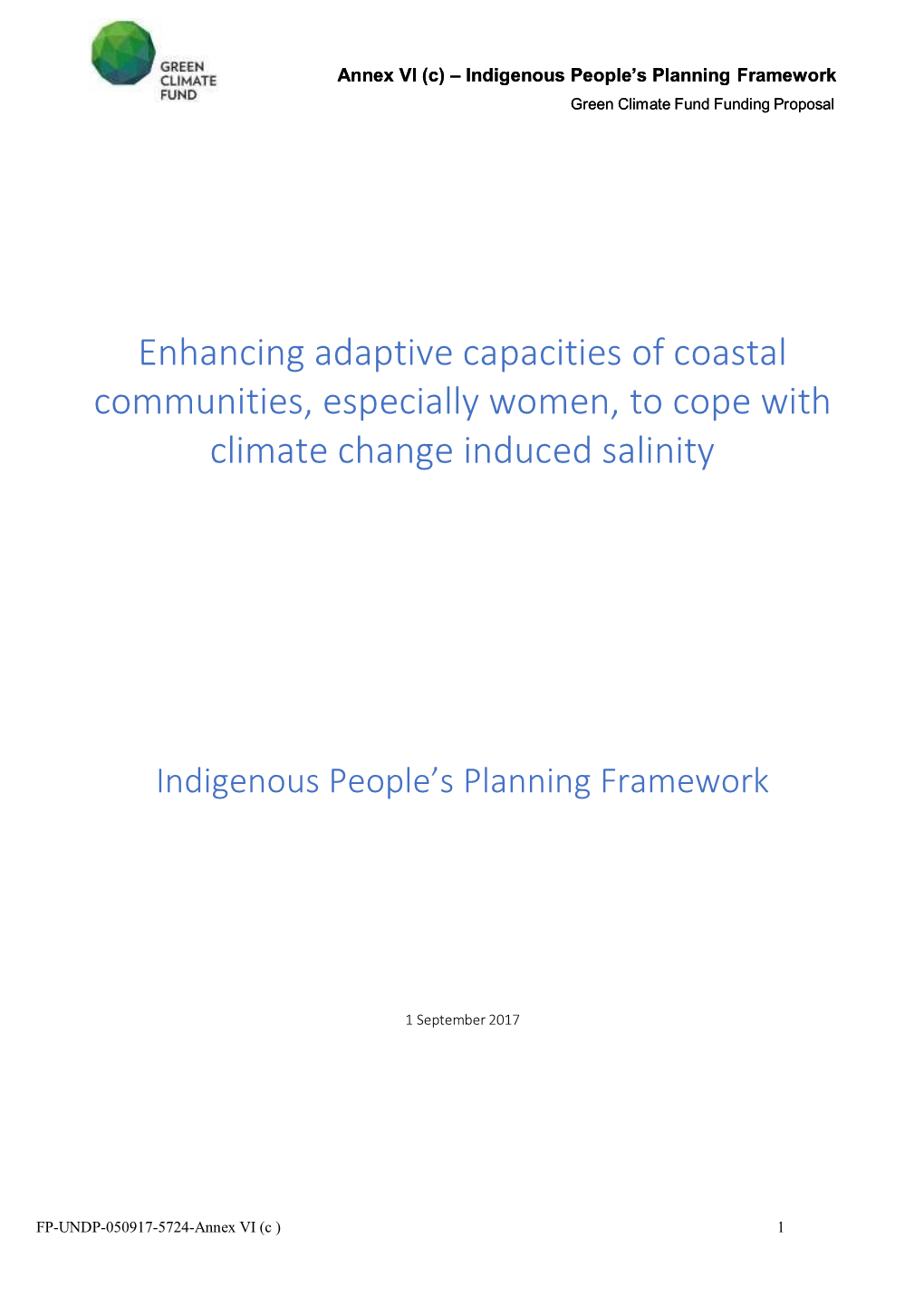 Enhancing Adaptive Capacities of Coastal Communities, Especially Women, to Cope with Climate Change Induced Salinity