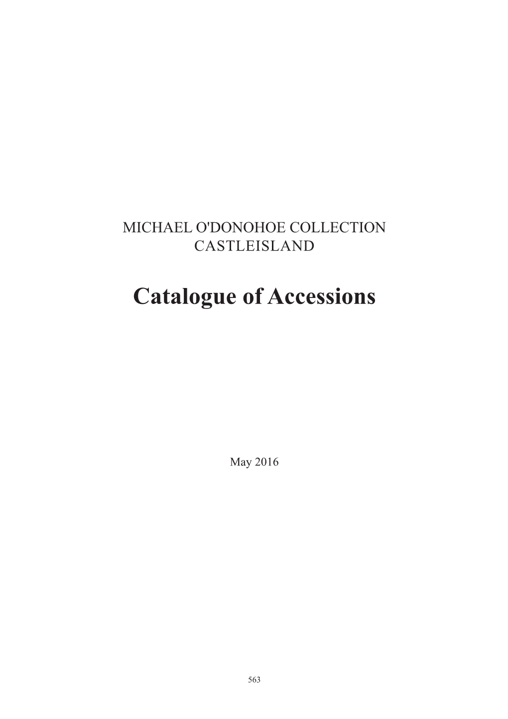 Catalogue of Accessions
