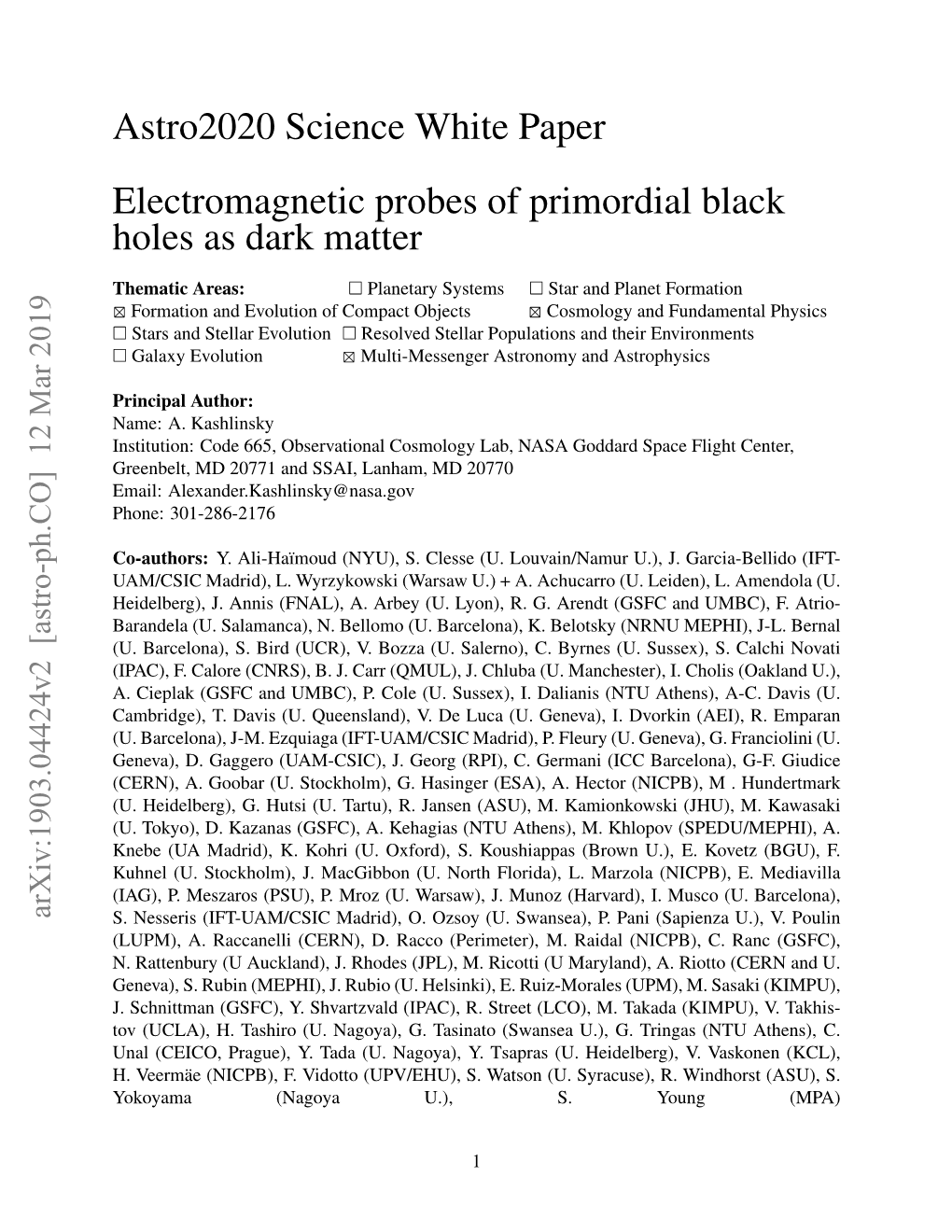 Astro2020 Science White Paper Electromagnetic Probes of Primordial Black Holes As Dark Matter