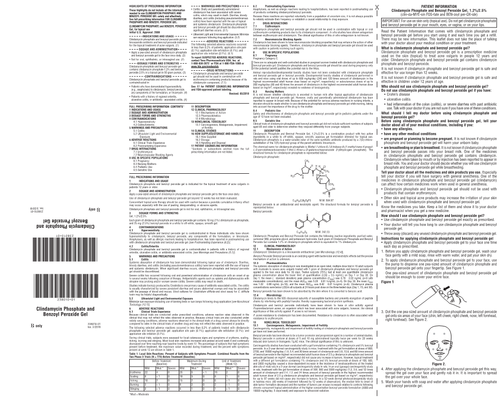 Clindamycin Phosphate and Benzoyl Peroxide Gel PI