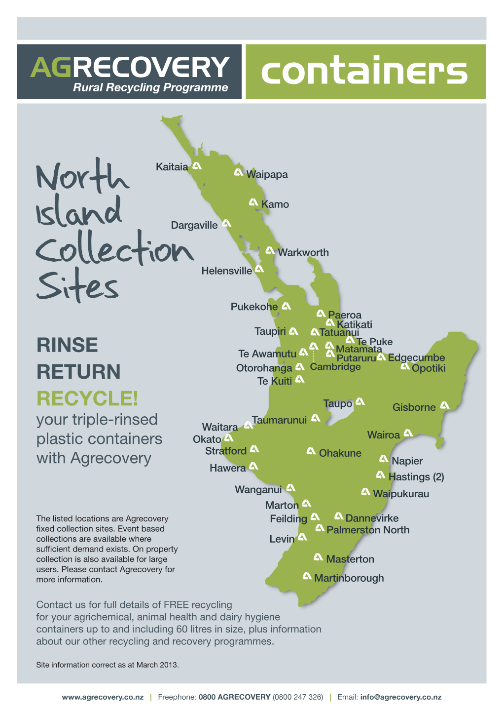 North Island Collection Sites Address Opening Hours