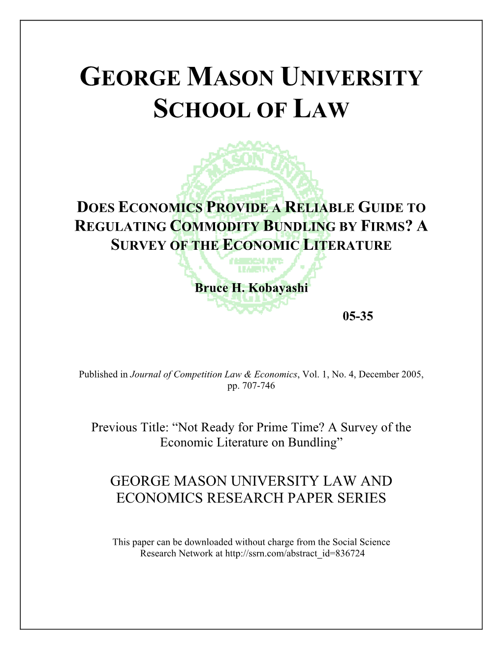 Bundling by Firms? a Survey of the Economic Literature