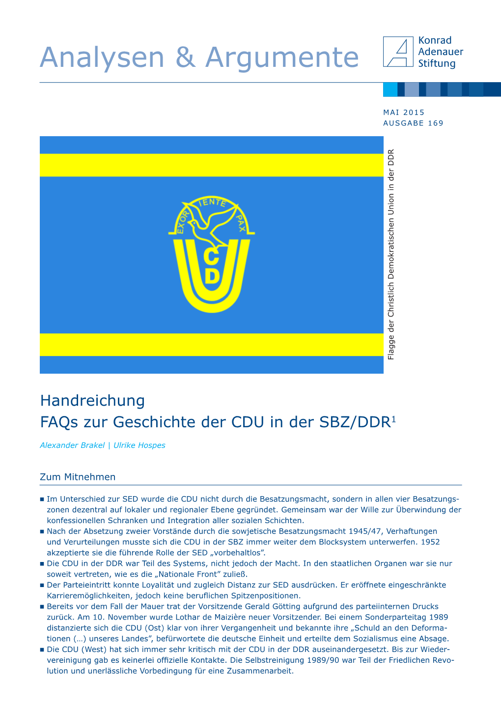 Faqs Zur Geschichte Der CDU in Der SBZ/DDR1