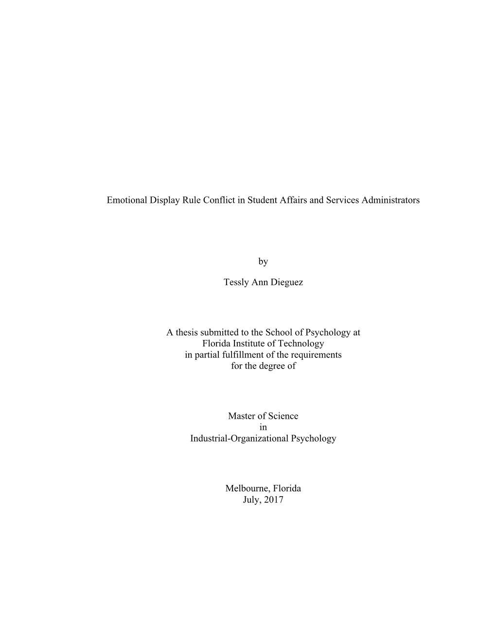 Emotional Display Rule Conflict in Student Affairs and Services Administrators