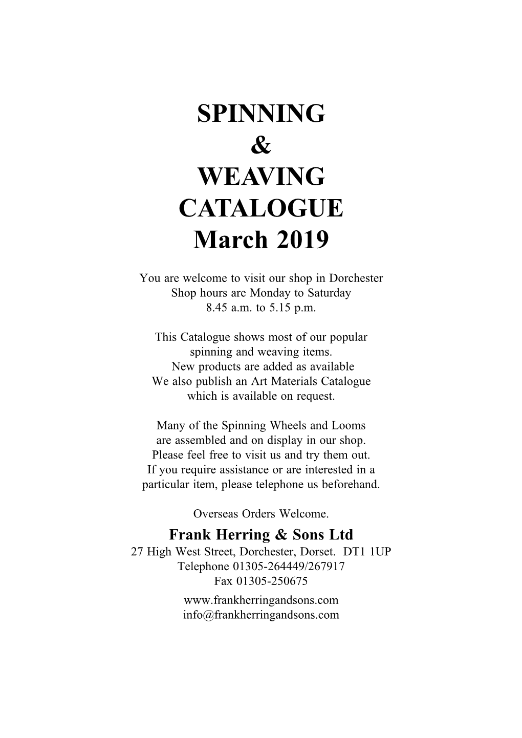 SPINNING & WEAVING CATALOGUE March 2019